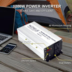 WZRELB 1200W Power Inverter 24V DC to 110V 120V AC,2400W Peak Modified Sine Wave Car Inverter with LED Display,Dual AC Outlets,Soft Starter,Off-Grid Power Converter with High Efficiency up to 90%