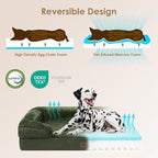EHEYCIGA Orthopedic XL Dog Beds, Waterproof Memory Foam Dog Bed for Extra Large Dogs, Non-Slip Bottom and Egg-Crate Foam Big Dog Couch Bed with Washable Removable Cover, Dark Green