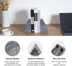 Marble Bookends for Heavy Books, Decorative Book Ends for Shelves, Unique and Heavy-Duty Book Ends for Hardback Book & CDS, Stone Book Stopper, Modern Book Holder, Monte Grigi, Set of 2