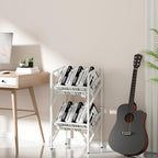 Bookshelf Storage Shelf Bookcase Freestanding Storage Stand Book Organizer for Living Room, Bedroom, Kitchen, Rust Resistance,Easy Assembly Multi-Functional Organizer (2 Tiers, White)