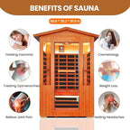 Outdoor Sauna 2 Person Sauna Infrared Saunas Dry Sauna Room 2080W/110V Low EMF Red Cedar and Canadian Fir Board Wood Sauna, Oxygen Bar, Speaker, LED Control Panel, Beauty Light - 48.8*38.2*81.9 IN