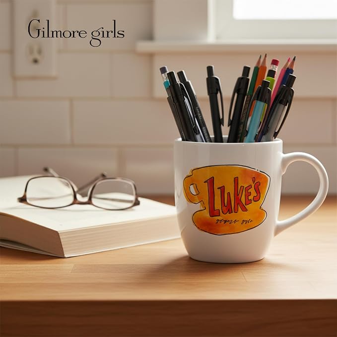 Silver Buffalo Gilmore Girls Luke's Diner Stars Hollow, Ceramic Mug, 18oz | Cafe Logo, Coffee, 0.53 Liters