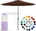 Midtown Umbrellas Sunbrella Umbrella 9 Feet Outdoor Umbrella With Sunbrella Bay Brown Acrylic Fabric - Auto-Tilt Aluminum Frame Patio Umbrella For Backyard, Deck, Garden, Pool - Black Pole