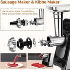 AAOBOSI Meat Grinder Electric, [3000W Max] Meat Grinder Heavy Duty with Auto-Reverse, Innovative Non-Clogging, Built-in Storage, Grinding, Sausage & Kibbe Making for Home Kitchen Use