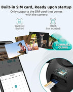 ZUMIMALL 4G LTE Cellular Solar Security Camera Wireless Outdoor, 2K No WiFi Security Camera Solar Powered with Color Night Vision, 2-Way Talk, Motion Alert, Cloud, SIM Included（US Version）