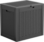 31 Gallon Outdoor Storage Box – Resin Deck Box with Lockable Lid, Waterproof Patio Furniture Storage for Tools, Garden & Yard Organization