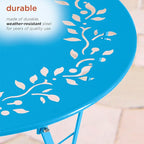 Alpine Corporation Indoor/Outdoor 3-Piece Bistro Set Folding Table and Chairs Patio Seating, Blue