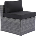5-Pieces Patio Furniture Set with Coffee Table and 2 Pillows, PE Rattan Outdoor Conversation Sectional Sofa Seating Goup for Balcony Front Porch Backyard Law, Grey Wicker+Black Cushion