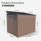 7'x5.5' Lean to Shed Large Storage Room Galvanized Steel Storage Sheds with Side Door Waterproof Utility Shed with Sloped Roof for Mower, Bike, Garden Tools (Brown)