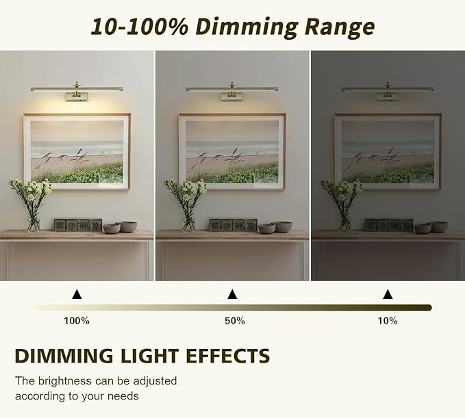 Wireless Picture Lights Rechargeable Gallery Lighting Battery Picture Frame Light with Remote and Timer, Adjustable Art Light for Paintings, Portraits, Antique Bronze Finish 24'' Inch 5W 2700K