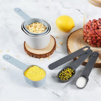 Stackable 10-Piece Measuring Cups and Spoons Set with Lids | BPA-free & dishwasher safe. Kitchen gadgets for cooking & baking. Dust-proof nested utensils for dry or liquid food.