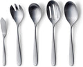 Matte Serving Set, 18/10 Stainless Steel Satin Flatware, Modern Brushed Finish Cutlery, Dishwasher Safe & Durable, Built to Last (10-Piece Serving Set, Fidenza)