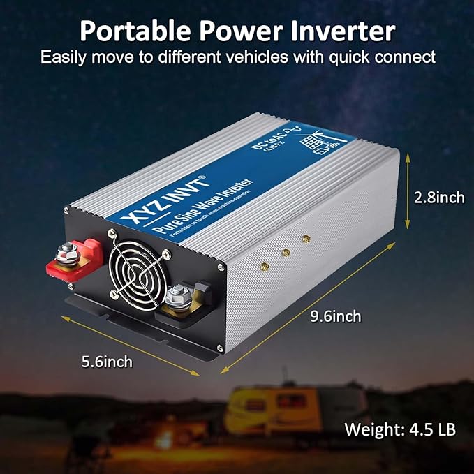 2000W Pure Sine Wave Inverter DC 24V to AC 120V, 4000W Peak Power with LED Display, Power Converter for Car, Truck, Solar, Home & Rechargeable Devices