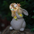 MININOVA Solar Garden Decor Lights Rabbit Statue with Bubble Ball Waterproof Decorations Cute Bunny Figurine for Outside Spring Yard Housewarming Mother Gifts for Women