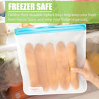 Reusable Food Storage Bags - 10 Pack Freezer Bags, Extra Thick Leakproof Lunch Bags for Salad Fruit Marinate Meats Travel - 10 Sandwich Storage Bag