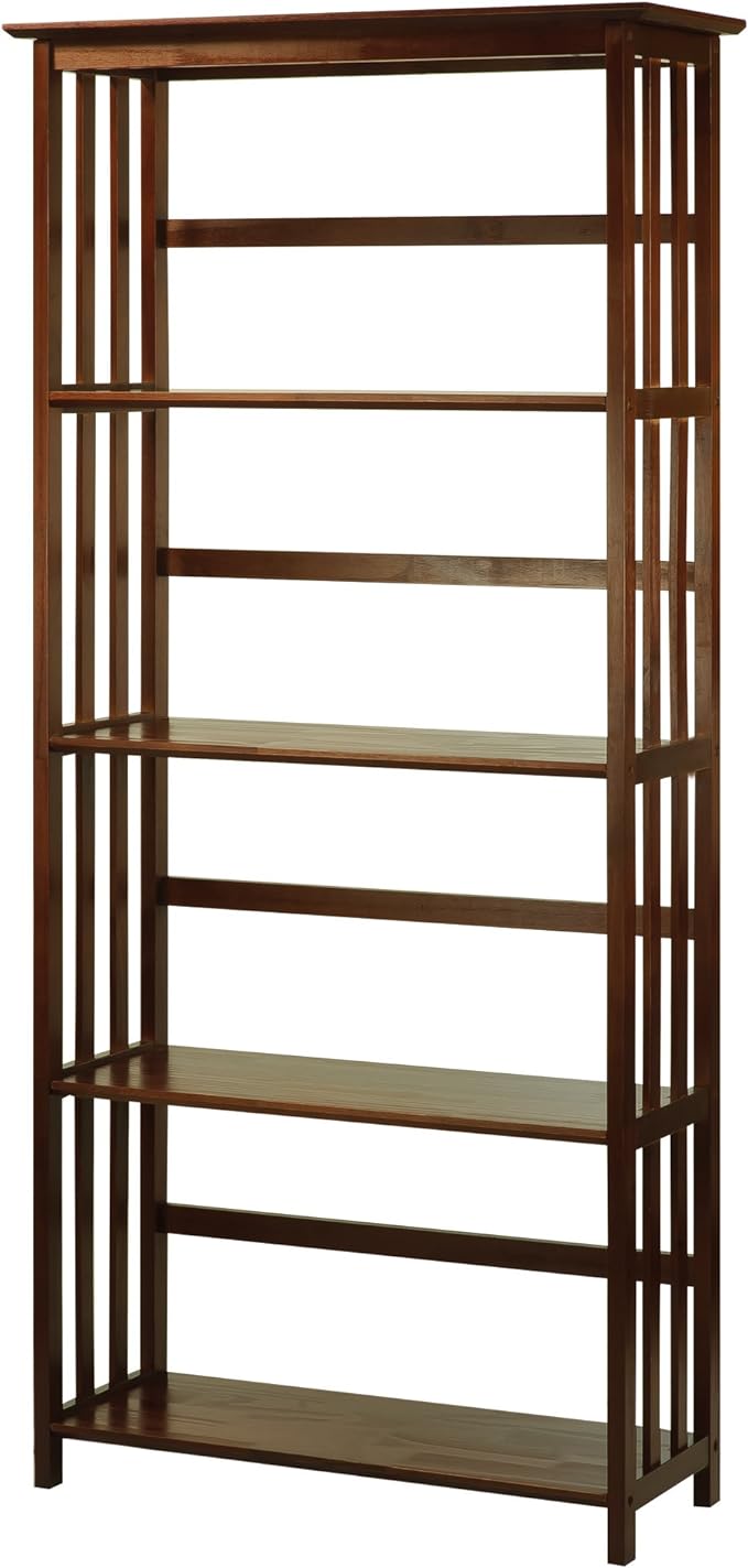 Casual Home Mission Style 5-Shelf Bookcase, Walnut
