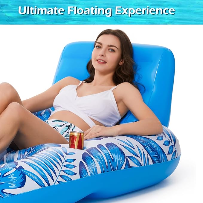 Jasonwell Inflatable Pool Float Adult - Pool Floaties Lounger Floats Raft Floating Chair Water Floaties for Swimming Pool Lake Lounge Float with Cup Holders Beach Pool Party Toys for Adults