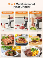 FOHERE Electric Meat Grinder for Home Use 3200W Max Heavy duty | meat mincer with 2 blades, 3 grinding plates, 3 sausage stuffer tubes and Kubbe kit