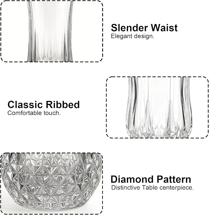 Ruckae Drinking Glasses Set of 8,11 oz and 7 oz Kitchen Water Glass Cups Set,Clear Curvature Glassware Dishwasher Safe,Mixed Drinkware for Beer,Juice,Cocktail,Whiskey,Milk and Various Mixed Drinks