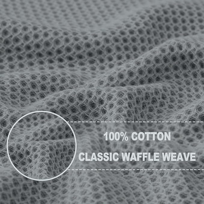 Homaxy 100% Cotton Waffle Weave Kitchen Towels, 5-Pack, Grey | 13 x 28 Inches, Ultra Soft Absorbent Dish Towels, Quick Drying Cleaning Towels