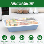 50 Pack (100-Piece) 32 oz Meal Prep Containers with Easy Open Lids, Blue | Sturdy Leakproof & Food Safe, Microwave, Freezer, Dishwasher Safe Prep Containers, To Go Take Out Plastic Food Storage