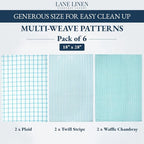 LANE LINEN Cotton Kitchen Towels and Dish Cloths Set, 6-Pack – Absorbent, Quick-Drying Dish Towel, 18" x 28", Soft, Premium Hand and Tea Towels - Aqua
