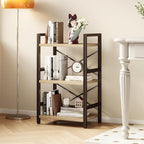 Bookshelf, 3 Tier Industrial Bookcase, Metal Small Bookcase, Rustic Etagere Book Shelf Storage Organizer for Living Room, Bedroom, and Home Office(Light Coffee) Patent Pending D29873033