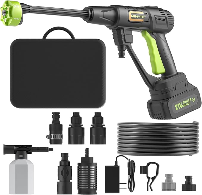 Cordless Pressure Washer Battery Powered; 990PSI Cordless Power Washer with 6-in-1 Nozzle, 23FT High-Elastic Hose, 21V Battery&Charger; Portable Handheld Pressure Washer Cleaner for Home, Car, Garden