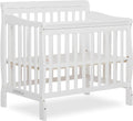 Aden 4-in-1 Convertible Mini Crib In White, Greenguard Gold Certified, Non-Toxic Finish, New Zealand Pinewood, With 3 Mattress Height Settings
