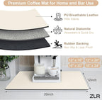 ZLR Coffee Bar Mat for Espresso Machine, 12"x20" Medium, Creamy | Absorbent Dish Drying Mat, Stain-Hiding PU Top, Non-Slip Back, Fits Grinder, Knock Box, Tamper & Milk Frother