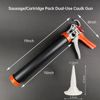 Sausage Caulking Gun,20 oz Sausage Foil Pack/10 oz Cartridge Adhesive Dual-Purpose,18:1 Thrust,15” Aluminum Sealant Manual Caulk Gun Kit With 6 Cone Nozzles (1 Pack)