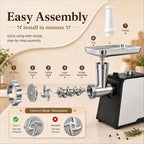 3200W Max Electric Meat Grinder & Sausage Stuffer - Mincer Machine with Tool 2 Blade And 3 Plates, 3 Tubes & Kubbe Kit Tool for Home Kitchen Use（Black）