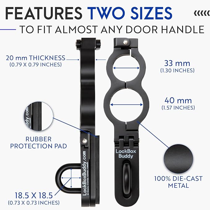 Fence Buddy - Secure Lock Box Attachment for Lever Handles - Realtors, Vacation Rentals and Real Estate Agent Supplies - Realtor Supplies for Key Lock Box for Keys with Code (1 Pack)