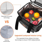Lunch Bags for Women/Men, Insulated Lunch Bag for Work Office Picnic - Large Lunch Cooler Bag Leakproof Lunch Box with Adjustable Shoulder Strap for Adults - Charcoal(15L)