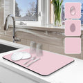 Dish Drying Mat for Kitchen Counter, 12"x19" Pad with Rubber Backed (Pink) | Hide Stain Anti Absorbent for Kitchen Counter, Non-slip Drying Mat for Coffee Machine Dish Rack