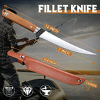 Huusk 7 inch Fillet Knife - Sharp Japanese Fillet Knife for Fish | Wooden Handle, Professional Flexible Boning Knives, Gift Box, for Meat Cutting and Trimming