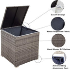 4 Piece Outdoor Furniture Set Wicker Rattan Patio Sectional Sofa with Storage Box and Table for Garden, Backyark, Porch Deck, Balcony, Grey