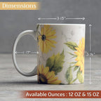 Maison d' Hermine Coffee Mug with Handles Tea Cups (12 Ounce, Pack of 1) | Fine Bone China Coffee Mugs for Hot Beverages Cappuccino Latte Home Restaurant Hotel Spring Summer -Candice - Helianthe