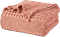 PHF 100% Cotton Waffle Weave Blanket Twin Size, Soft Lightweight Breathable Cozy Summer Blankets for Bed, Luxury Aesthetic Woven Bedding for Home Decor, 66"x90", Canyon Clay