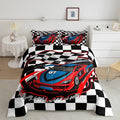 Erosebridal Racing Car Comforter Set, Dirt Bike Down Comforter,Cartoon Race Car Competition Extreme Sports Game Duvet Set for Kids Boys Teens Men, Red Automobile Quilted Duvet Decor 3 Pcs Queen Size