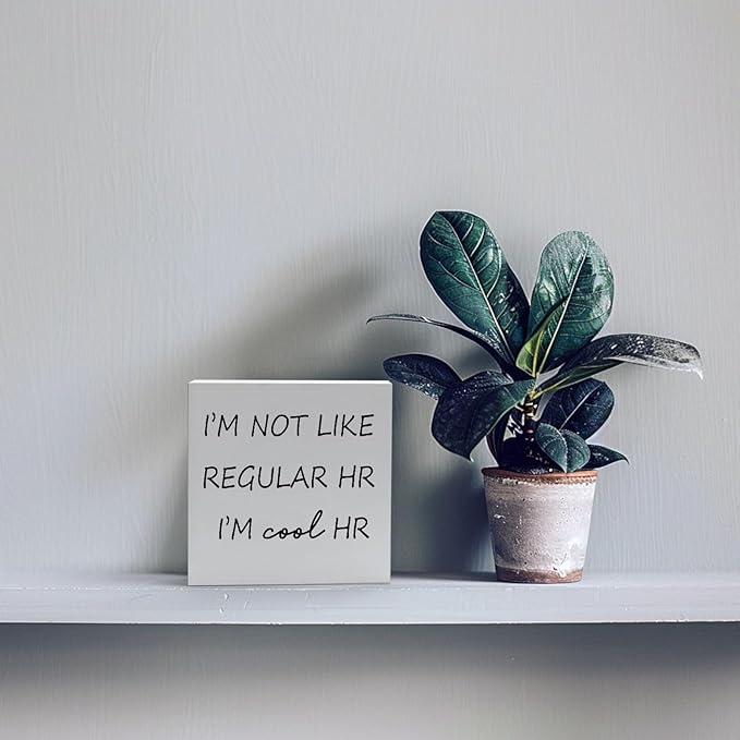 Funny Desk Decor Home Office Decor for Women I’m Not like Regular Hr I’m Cool Hr Human Resources Office Decor Wooden Signs Office Shelf Decor Desk Accessories Funny Office Gifts Funny Signs (5x5inch)
