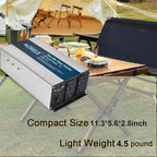 WZRELB 2000W Pure Sine Wave Inverter 24V DC to 110V 120V AC,Car Power Inverter with 4 AC Outlets, LED Display,Off-Grid Portable Power Converter for Home, RV, Truck, Camping