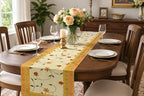 Hand Embroidered Silk Table Runner, Cream Floral Vine Design Decorative Table Linen for Dining Table, Kitchen, Coffee Table, Console, Wedding Reception, Birthday & Home Décor, 60 x 16 Inches
