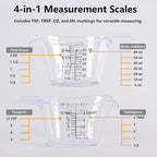 2 Pack Small Measuring Cups, 2oz/60ml Mini Measuring Cup with tsp/Tbsp/oz/ml Markings, Clear Easy-Read Scale for Kitchen, Resin, DIY, Beauty Mixing (2)