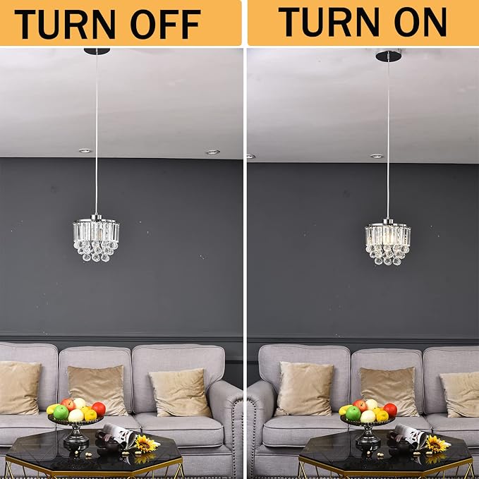Set of 2 Polished Crystal Chandelier Pendant Light,Cord Adjustable Hanging Pendant Lamp, Modern Light Crystal Decorative Pendant Lighting Fixture for Kitchen Island Dining Room Cafe Shops Restaurants