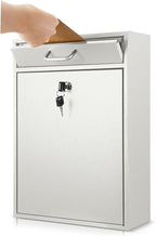 Yaocom Locking Mailbox with Key for Outdoor 16.2 x 11.2 x 4.7 Inches Large Wall Mount Mail Box with Lock Security Mail Drop Metal Collection Boxes Hanging Secure Postbox(Creamy White)