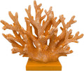 5.8" H Orange Coral Decor - Resin Coral Statue, Nautical Decor for Home, Bedroom, Bathroom, Living Room, Ocean Themed Cabinet Shelf Tabletop Decoration