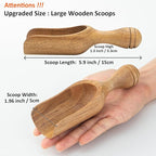 Big Coffee Scoop Shovel, 2pcs Wooden Scoop for Jars, Acacia Large Ground Coffee Scoop 5.9″ Measuring Spoons for Coffee Scoops, Tea, Powder- Multifunctional Kitchen Scoop for Bath Salts,Laundry