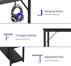 Computer Desk, 48 inches desk with 2 Shelves, Home Office Desk with USB/Type-C Charging Ports & Power Outlets, Study Table for Adults, Black