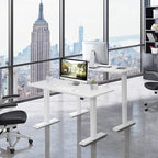 Electric, Single Motor Height Adjustable 2 Button Controller, Table Base for Work Home Office Computer Workstation Standing Desk Frame, White